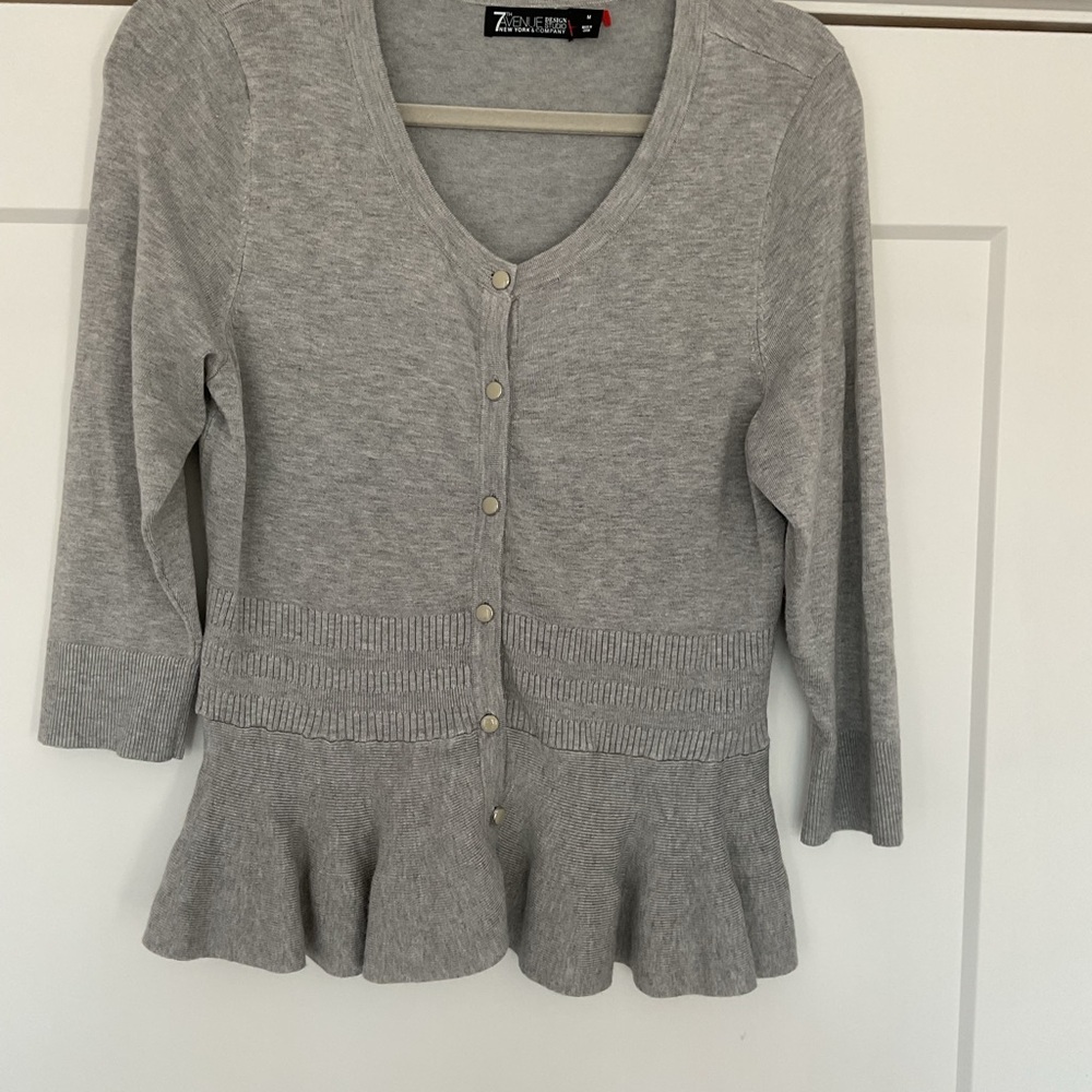 New York and Company Collection Gray Peplum Cardigan